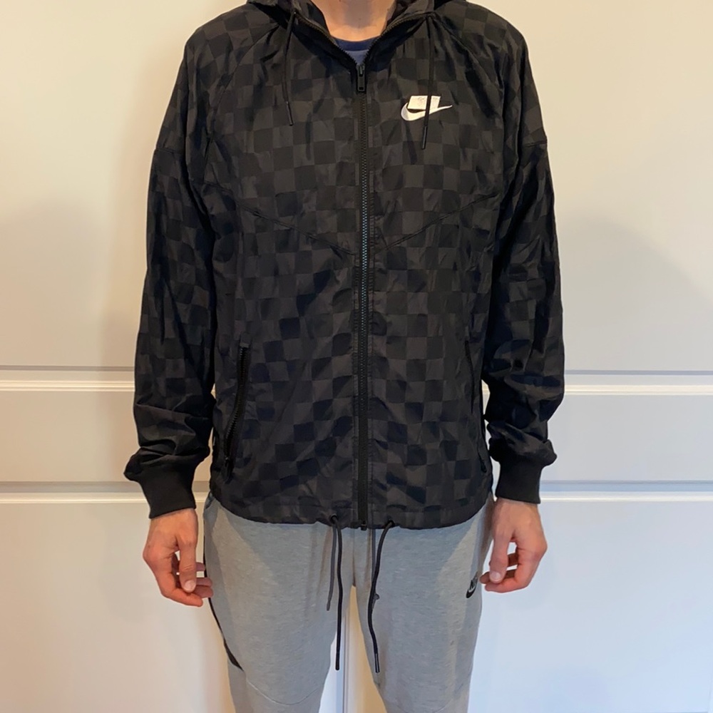 Men’s black checkered track jacket